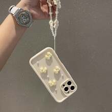 1件装蝴蝶结仿珍珠腰链全包防摔手机壳，兼容 16/15 PRO MAX/15 PLUS/15 PRO/15/14 PRO MAX/14 PLUS/14 PRO/14/13 PRO MAX/13 PRO/13/12 PRO MAX/12 PRO/12 PRO MAX/11 PRO/11/XS MAX/XR/XS/7/8 PLUS，透明防震保护套，仿珍珠蝴蝶装饰手机壳，带蝴蝶结手链，兼容三星Galaxy A14 A34 A54 A15 A25 A35 A55 S23 S23Plus S23ultra S23fe S24 S24plus S24ultra S24fe S25 S25plus S25ultra，防水防刮，国际版，非国内版 - 白色 - 查看 5