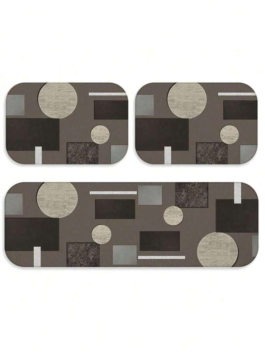Set Of 3 Modern Kitchen Rugs – Runner + Decorative Rugs - TPCOZ1284 - 查看 1