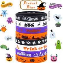 3pcs/5pcs/10pcs Halloween Silicone Wristbands, Trick Or Treat Pumpkin Rubber Bracelets, Waterproof Halloween Party Favors, Random Delivery