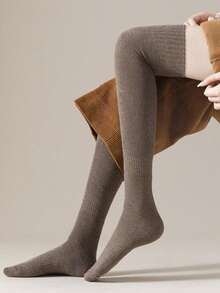 1/2/3/4/5双装女士保暖过膝袜,女士大腿袜,加厚保暖长筒袜,及膝袜,秋冬季舒适家居袜 - 彩色 - 查看 9