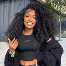 Kinky Curly Half Wig Human Hair 200 Density Glueless Wear And Go Headband Wig Human Hair For Women 3 In 1 Drawstring Seamless Flip Over Curly Half Wigs Human Hair Beginner Friendly Jerry Curl Half Wig 20 Inch - Natural Black - View 4