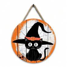 1pc 20*20*0.5 Assorted Wooden Halloween Decor Hanging Ornaments, Suitable For Halloween Holidays, Can Be Hung On Doors, Walls In Living Room, Bedroom, Etc. To Create A Festive Atmosphere For Theme Parties Home Decor Room Decor