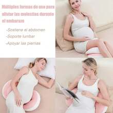 Almohada de lactancia multifuncional para embarazadas, ergonómica, suave, ajustable y fácil de llevar - Rosa - Ver 3