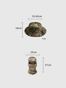 2pcs Unisex Camouflage Breathable Full Coverage Bucket Hat & Balaclava Neck Gaiter Set, Suitable For Outdoor Sports Like Fishing, Cycling, Hiking, Camping, Climbing