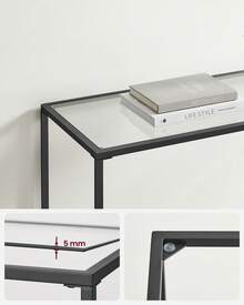 VASAGLE Console Table, Entrance Table, Sofa End, Tempered Glass Table Top, Easy Assembly, Adjustable Legs, For Living Room, Entryway, Corridor, Ink Black, Transparent - Black - View 4