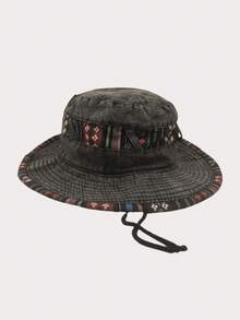 1 件男女洗水桶帽 - 复古民族风户外运动太阳帽/时尚休闲桶帽舒适太阳帽/骑行旅行度假登山太阳帽男士太阳帽夏季帽子，适合徒步旅行和钓鱼等夏季户外活动 - 黑色 - 查看 10