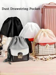 1pc Polyester Satin Dustproof Drawstring Bag For Jewelry,Silk Dustproof Drawstring Travel Storage Pouch,Portable Clothing Shoes Drawstring Bundle Pockets, High Capacity Dust Bags For Handbags,Self-Sealed Drawstring Storage Bag, Travel Supplies, Storage And Organization