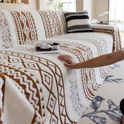 1 vỏ bọc ghế sofa phong cách Bohemian, chất liệu ấm áp mùa đông, mềm mại và thân thiện với da, thân thiện với thú cưng, chống trượt, chống bụi bẩn, chống trầy xước, có thể giặt bằng máy, phù hợp với mọi mùa, có thể sử dụng làm ghế sofa ngoài trời, phù hợp với ghế sofa 1 chỗ ngồi, 2 chỗ ngồi, 3 chỗ ngồi, 4 chỗ ngồi