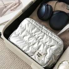 1 pieza Bolsa de cosméticos grande y portátil de patrón de nube suave, bolsa de aseo de alta calidad para llevar en la mano, con estilo bohemio, para vacaciones en la playa, baño, colección de dormitorio, gran capacidad