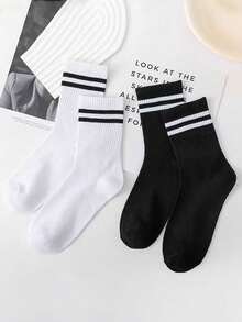 40/30/24/20/10/8/6/4/2雙中性運動襪，適合訓練/商務/秋冬，女款長襪，抗菌，黑/白色，透氣 - 彩色 - 查看 5