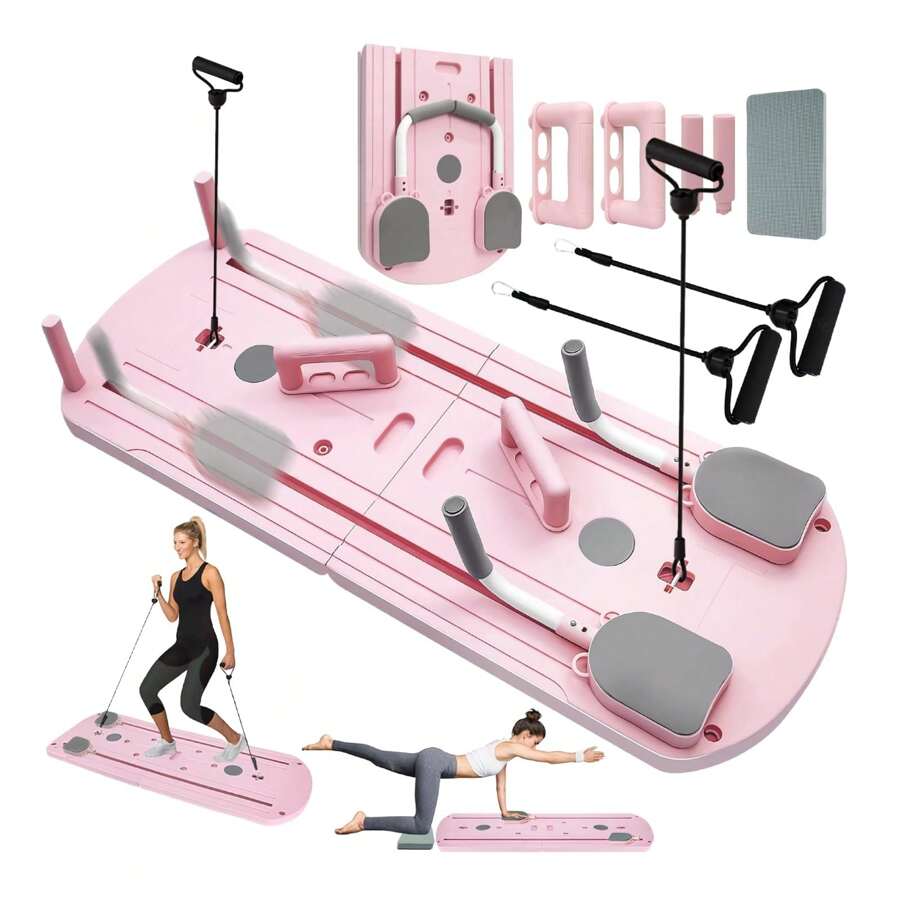 SIDIANBAN Pilates Board, Foldable Pilates Reformer Set, Multi-Purpose Pilates Reformer Board For Home, Pilates Exercise Sliding Board Fitness Equipment For Men, Women