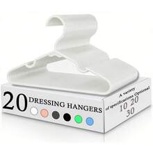 10/20/30pcs Sturdy Plastic Hangers - Non-Slip, (White, Black, Blue, Pink, Green, Gray) With Grooved Shoulders For Firm Grip - Ideal For Home Closet, Dorm And Wardrobe Organization
