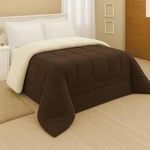 Sherpa Comforter Blanket And Blanket Double Queen Thick - Rust Brown - View 2