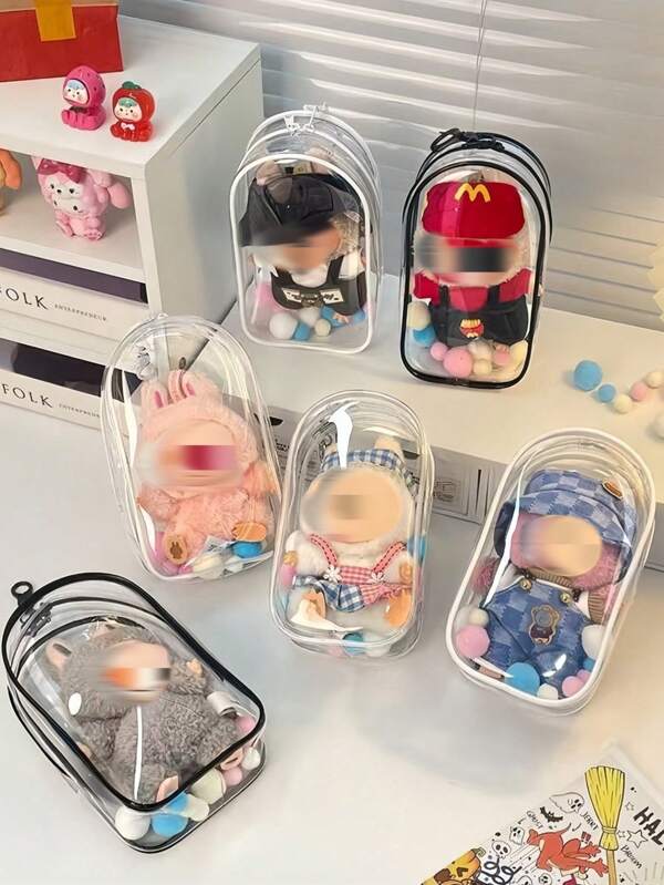 1 pièce Boîte de poupée portable de 17 cm pour le stockage et le transport de collections et d'œuvres d'art - Boîte mystère et boîte de rangement pour collections, compatible avec les collections , sauf pour les poupées. Acrylique transparent - Parfait pour la vitrine de statue de table, boîte de collection transparente avec serrure de - (Porte-clés et boule de coloriage de couleur aléatoire)