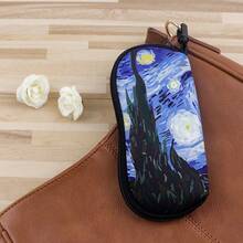 1pc Wave Art Painting Marble Eyewear Cases Cover Sunglasses Case Starry Sky Sun Moon Face Glasses Box With Zipper Portable Eyeglass Cases - Multicolor - View 5