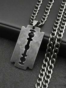 1 Peça Colar Longo de Aço Inoxidável para Homens e Mulheres, Cor Preta, Estilo Punk, Gótico, Steampunk, Grunge, Hip Hop, Joias de Colar