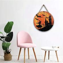 1pc 20*20*0.5 Assorted Wooden Halloween Decor Hanging Ornaments, Suitable For Halloween Holidays, Can Be Hung On Doors, Walls In Living Room, Bedroom, Etc. To Create A Festive Atmosphere For Theme Parties Home Decor Room Decor