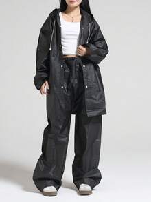 2件套防水EVA徒步雨衣套装，男女通用透明多功能雨衣，背包式雨披，适合露营徒步