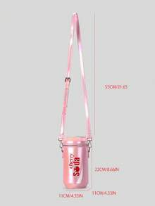 Cute Cherry Letter Beverage Design, One Shoulder Crossbody Bag, Creative Cylindrical Handbag For Women