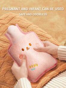 1pc 1000ml/33.8oz Water Injection Type Hot Water Bag, PVC Material, Explosion-Proof, Anti-Scalding Hand Warmer, Plush Cute Hot Water Bag, Can Unpick And Wash ﻿