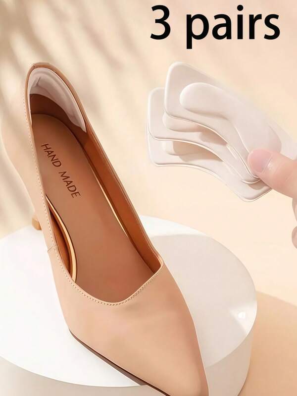 3 Pairs Heel Grips, Soft Foam Cushion Inserts, Invisible Anti-Slip Pads For High Heels Or Casual Shoes, Reduce 1/2 Size