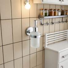 1pc Wall-Mounted Dispenser Bottle, Dual Compartment For Soap/Shampoo Dispenser Holder, Resin For Hotel Bathroom, For Foaming Liquid - Bathroom Kitchen Accessories - Multicolor - View 6