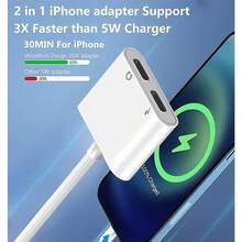 1 个 3.5 毫米耳机插孔适配器、 耳机适配器、辅助音频充电适配器加密狗电缆分线器适配器连接器兼容 14/Pro Max/13/Plus/12/11/XS/8/XS 7/6 系列 - 白色 - 查看 6