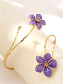 1pc Punk Style Exaggerated Alloy Metal Multicolor Enamel Flower Bracelet, Fashion & Cooling Summer, Long-Lasting Colorful Floral Arm Cuff, Suitable For Women's Daily Wear, Holidays, Mother's Day Gift, Socializing, Parties, Beach, Vacation