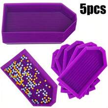 5pcs Multi-Color Plastic Diamond Painting Bead Sorting Tray, Crafts Jewelry Storage Box With Easy-Pour Design, DIY Diamond Art Supplies And Tools - Multicolor - View 13