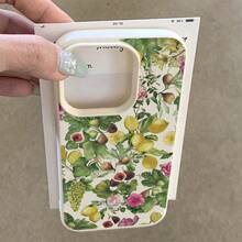 1pc TPU Material Elegant Lemon & Fig Flower Vintage Full Screen Pattern ...