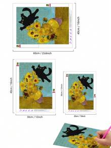 5D DIY Diamond Painting Animal Art Wall Art Diamond Painting Kit, Sunflower And Cat.Diamond Art Set, Relaxing Diamond Painting, Exercise DIY Ability And Concentration, Gift Diamond Painting Diamond Painting Diamond Art - Multicolor - View 4