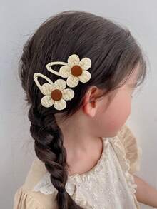 10pcs/Set Teen Girls' Faux Fabric Polka Dot & Flower Hair Clips, Beige, Suitable For Beach, Travel, Photography, DIY Decoration, Won't Damage Hair, Daily Use - Multicolor - View 5