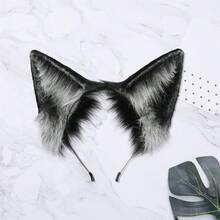 Fox Ears Headband Furry Animal Ears Cosplay Hairhoop Halloween Costume Accessories For Adults - màu đen - Xem 4