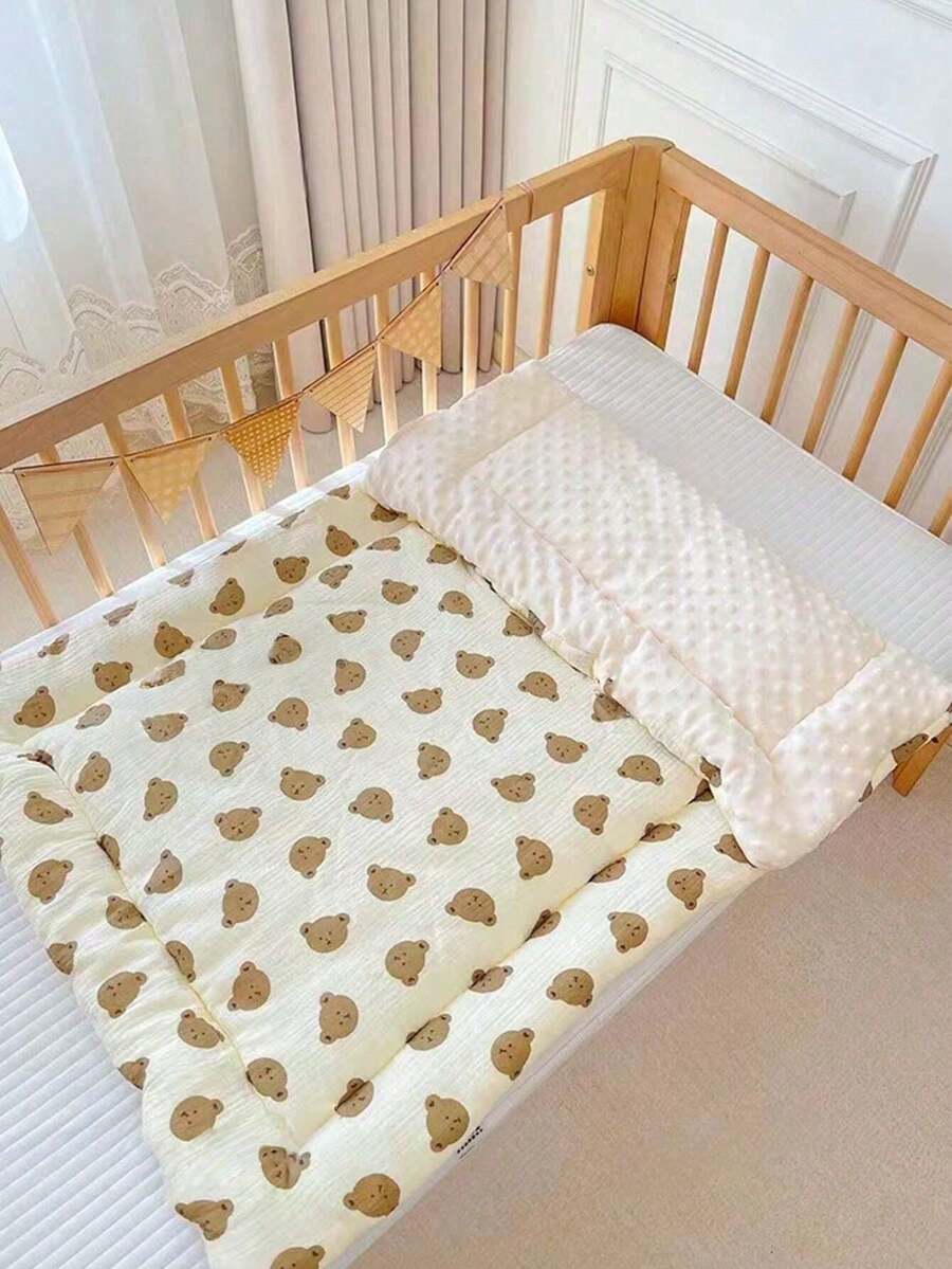 1 件四季婴儿加厚床垫、毯子、被子、柔软毛绒面料、保暖，适用于空调房间、婴儿房、儿童床，可翻转可洗 - 小熊 - 查看 1