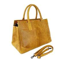 Women's Yellow Python-Effect Leather Handbag – Elegant, Roomy, And Made In Italy - Giallo - View 2