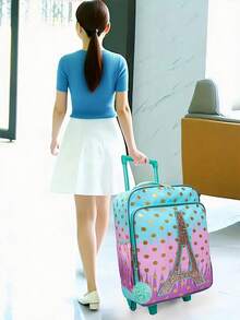 BLING BABIES Maleta de 18 pulgadas, con patrón de torre en degradado y dorado, con función de brillo en la oscuridad, adecuada para escapadas de fin de semana - Multicolor - Ver 8