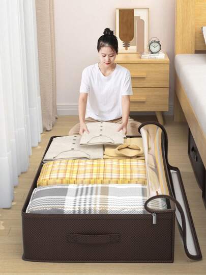 1 Stück faltbare Aufbewahrungstasche mit großer Kapazität für unter dem Bett. Saisonale Kleidungsaufbewahrung, praktisch zum Aufbewahren von Decken und Kleidung. Bettdecken-Aufbewahrungstasche, Kleidungssortiertasche, Schrank-Aufbewahrung und Organisationstasche, Mehrzweck-Aufbewahrungstasche zur Raumersparnis. Verstärktes, wasserdichtes und staubdichtes Material, verstärkter Griff, transparentes Oberteil, Zwei-Wege-Metallreißverschluss, einfach zu falten