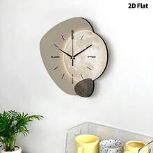 2D Flat, 1pc Modern Fashion Ideas Art Decorative Wall Clock, Super Silent Quartz Movement, No Ticking Sound, Decorative Clock For Living Room, Bedroom, Office, Kitchen And Cafe, Perfect For Christmas, New Year, Valentine's Day Gifts - Multicolor - View 7