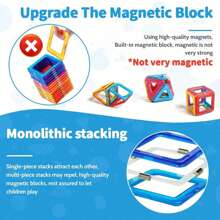 Set di blocchi di costruzione magnetici, giocattoli per bambini, giochi STEM di blocchi magnetici, giocattoli sensoriali, giochi di costruzione magnetici per bambini e bambine, giocattoli per lo sviluppo cerebrale di bambini in età prescolare e asilo, taglia media 32,56,84 pezzi