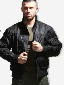 Jackets For Men  Men Baseball Collar Flight Jacket Autumn Winter Tactical Stand Collar Coat Lightweight Slim Fit Bomber Jacket For Men Stylish Outerwear  Jackets For Men  Puffer Jacket Men - màu đen - Xem 2