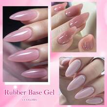 8pcs Rubber Base Gel Nail Polish Set, 7ml Nude Pink Glitter Rubber Base Gel Nail Polish, Nail Concealer Color Coating, Semi-Permanent UV Structure Gel Nail Polish, Removable UV Gel Nail Polish, Nail Art Set, Nail Art Supplies, Nail Art Design, Home Nail Salon - 彩色 - 查看 8