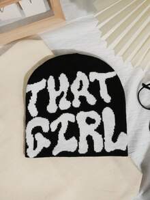 1顶/2顶 女士时尚Y2K“THAT GIRL”提花针织帽，保暖且适合秋冬季日常佩戴 - 彩色 - 查看 14