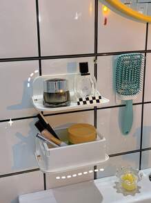 1/2 piezas Estantería plegable minimalista y multifuncional montada en la pared, sin necesidad de perforar, diseño amigable con la pared, ideal para baño, dormitorio, sala de estar, cocina y almacenamiento junto a la cama. Perfecto para sostener pañuelos, teléfonos, toallas, ropa, relojes, llaves y otros artículos pequeños