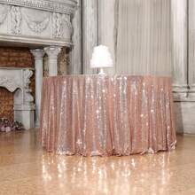 2pcs 50-Inch Round Tablecloth, Rose Gold Sequin Tablecloth, Glitter Tablecloth For Wedding, Holiday, Party, Restaurant, Engagement, Home, Outdoor, Dessert Table, Ceremony Decor - Multicolor - View 8