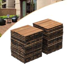 Suelo de madera sellable, 36 baldosas para suelo exterior, suelo de madera de fácil instalación, suelo de 30,3 x 30,3 x 2,3 cm para patio, balcón, jardín - Marrón - Ver 3