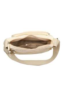 Sac à bandoulière en nylon décontracté avec sangle réglable, compartiments multiples, couleur unie, fermeture à glissière, doublure en polyester, sac bandoulière léger et pratique pour un usage quotidien