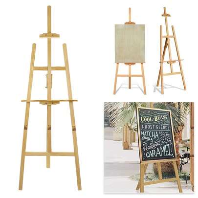 EFAN Easel Pine 175 Cm/68.89 Inch Height Adjustable Long-Lasting Easel Wooden Easel Made Of Solid Wood Foldable And Adjustable In Height Self-Adjustable Durable And Sturdy, Suitable For Exhibitions, Weddings And Stalls