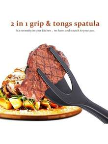 2 In 1 Multipurpose Spatula Nylon Spatula Pancake Steak Egg Meat Kitchen Set - màu đen - Xem 3