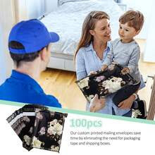 100pcs Thickened Shipping Bags, Poly Mailers,Packaging Bags,Courier Bags,Rich Patterns,Lightweight,  Large Capacity, Multi-Functional Bags,Modern Transportation Packaging E-Commerce Logistics Express Packaging Bags, Suitable For Transport And Mailing  Clothing, Books, Daily Necessities, As Surprise Gift Bags, Holiday Gift Packaging Bags, Portable Packaging Bags For New Year, Wedding,Christmas, Halloween, Autumn Harvest Festival, Etc - Hoa hồng trắng - Xem 3