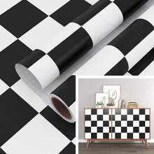 1 Cuộn Giấy dán tường kẻ caro đen trắng Giấy dán tường PVC tự dính Bóc ra và dán Miếng dán vinyl chống thấm dầu cho tủ bếp Miếng dán nhà bếp tự làm Có thể sử dụng để trang trí nhà Cửa phòng ngủ Tường phòng khách Có thể tháo rời Cải tạo cửa hàng Chịu nhiệt Phòng tắm An toàn Dễ dàng vệ sinh Bền Có thể tháo rời 15,7in/393,7/196,8/118,1/39,3in - Đen và trắng - Xem 3